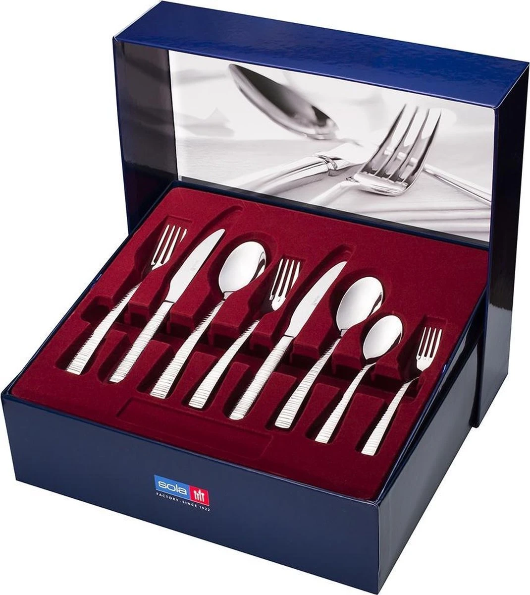 Sola Bestekset Bali - Modern - 9 Persoons - 90 Delig - Zilverwit Edelstaal 18/10 - RVS - Zilver - Afbeelding 3