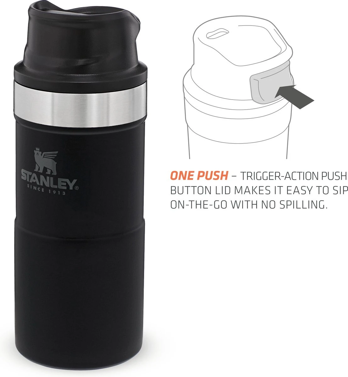 Stanley Trigger-Action Travel Mug 0.47L - Thermosfles - Matt Black - Afbeelding 10