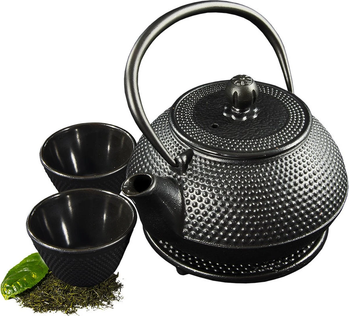 SakuraTea - Theepot Set - 4-delig - Gietijzer - Zwart - 0.8L - 2 Kopjes (100ml) - Afbeelding 6