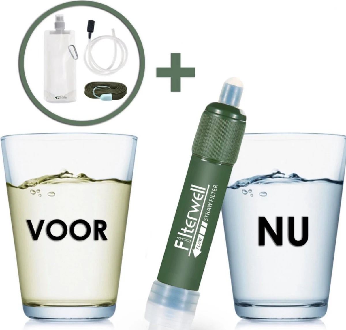 Merkloos Fllterwell Waterfilter - Survival - Zuiver & Schoon Drinkwater - Lichtgewicht - Water Filter - Outdoor - Hiking & Wandelen - Afbeelding 4