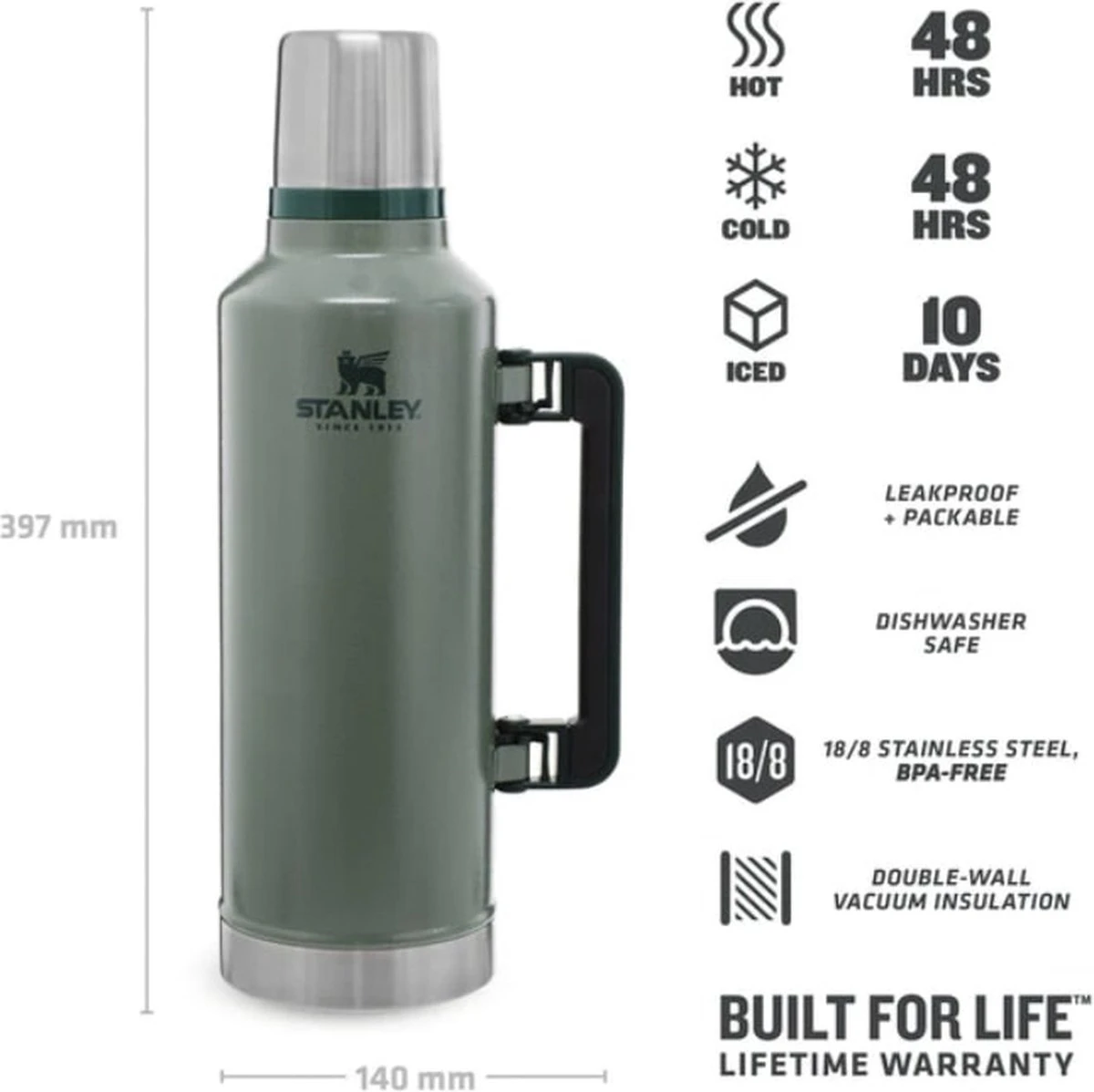 Stanley The Legendary Classic Bottle 1,40L - Thermosfles - Hammertone Green - Afbeelding 9