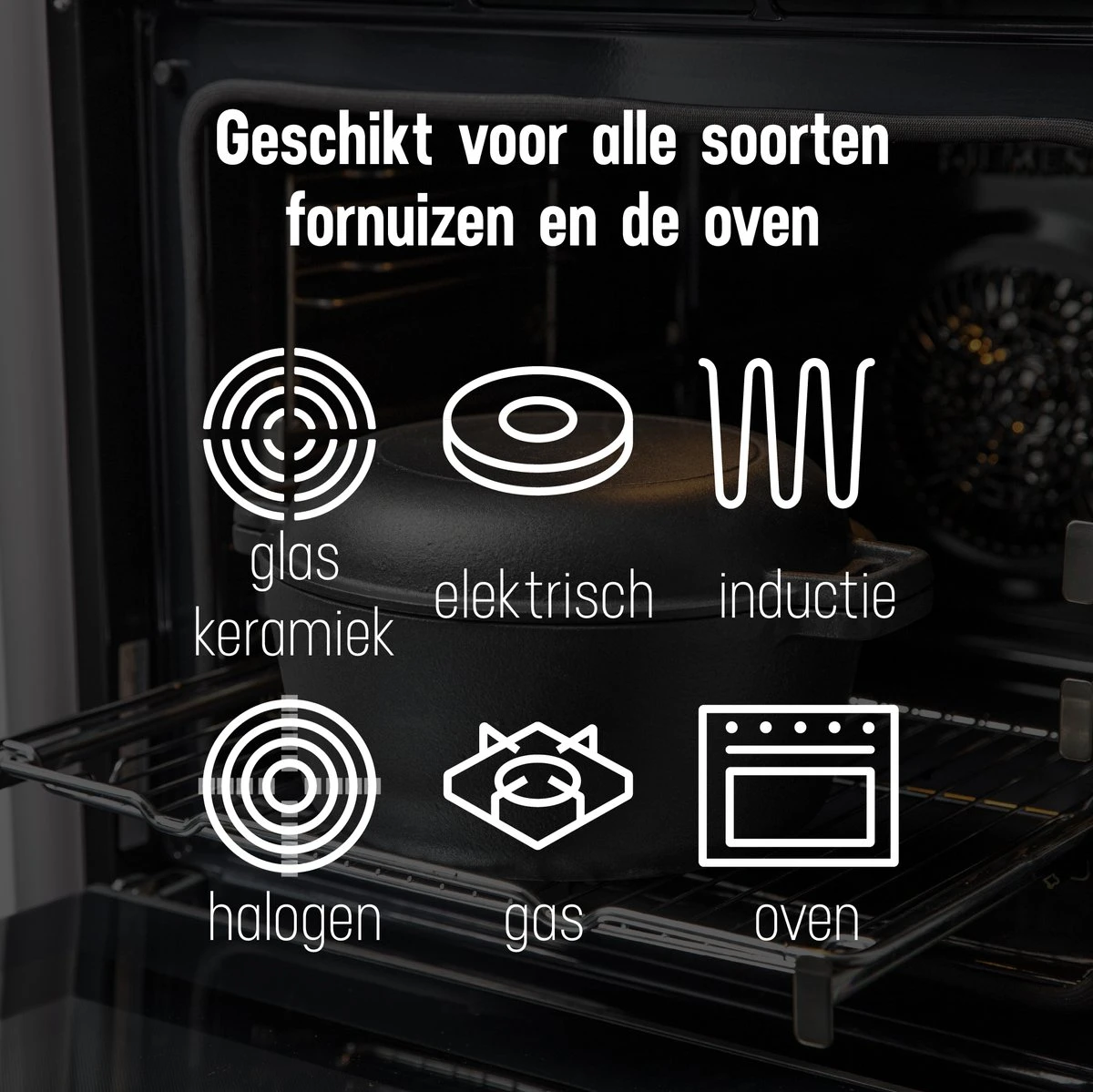 Daumonet Ducasse Gietijzeren Double Use Braadpan - Combi Sudderpan Zwart - 2-in-1 Bak- En Braadpan - PFAS & PFOA Vrij - Rond - Ø 26 Cm - 4,4 Liter - Emaille - Alle Warmtebronnen - Elektrisch - Gas - Halogeen - Inductie - Keramisch - Afbeelding 10