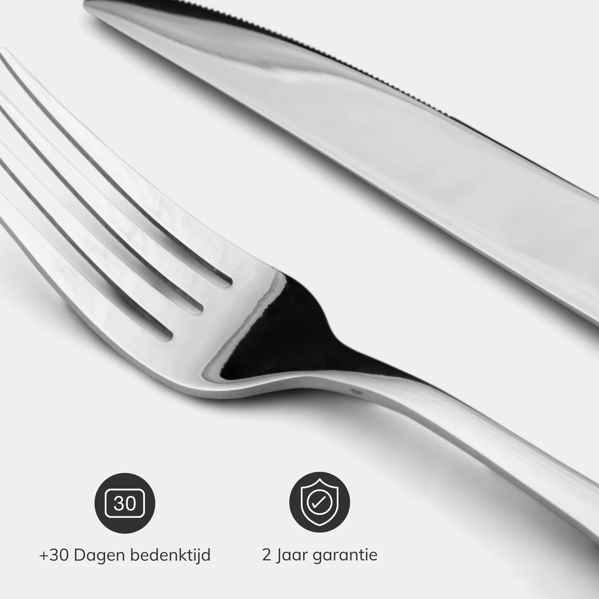 Deleca 8 Persoons Bestekset (48-delig) - Lepels, Messen, Vorken & Steakmessen - Vaatwasserbestendig - Zilver / RVS - Afbeelding 2