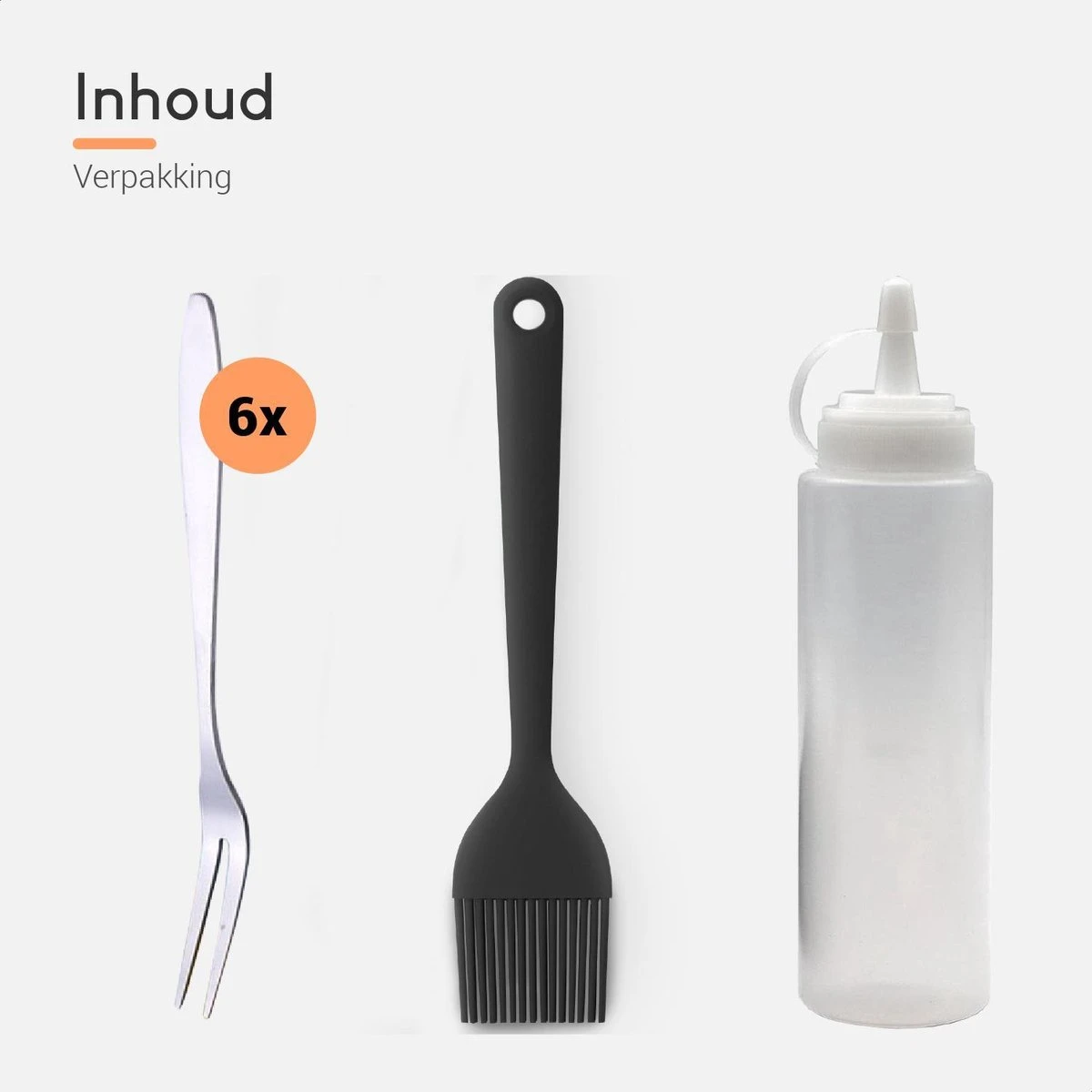 Ocina Poffertjespan Accessoires Set - Doseerfles - Poffertjes Spuitfles - 6x Poffertjes Vork - Kwast - Siliconen Kwast - Bakkwast - Gratis Poffertjes E-Book - Afbeelding 6