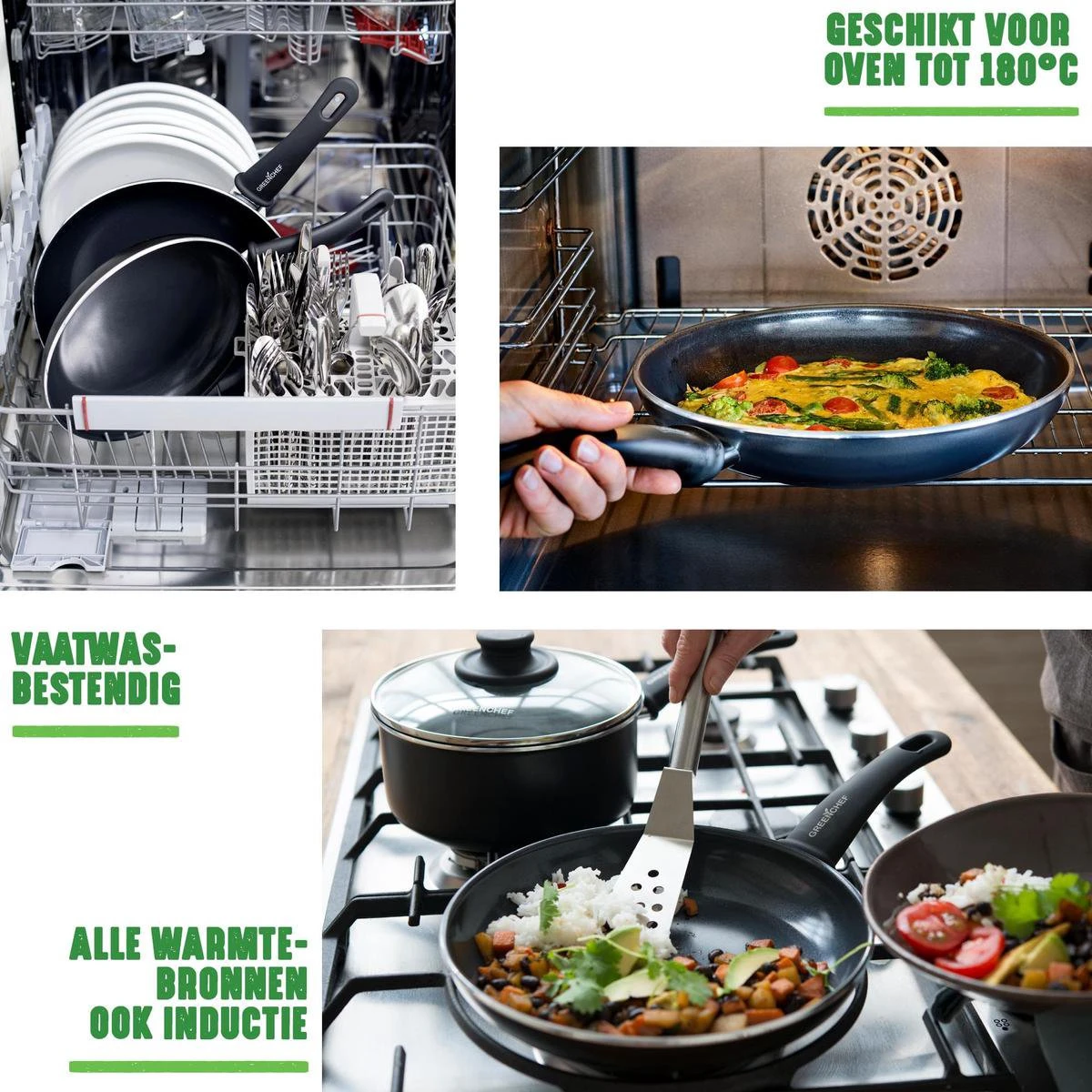 GreenChef Soft Grip Pannenset - 10-Delig - Keramisch - Inductie - Afbeelding 7