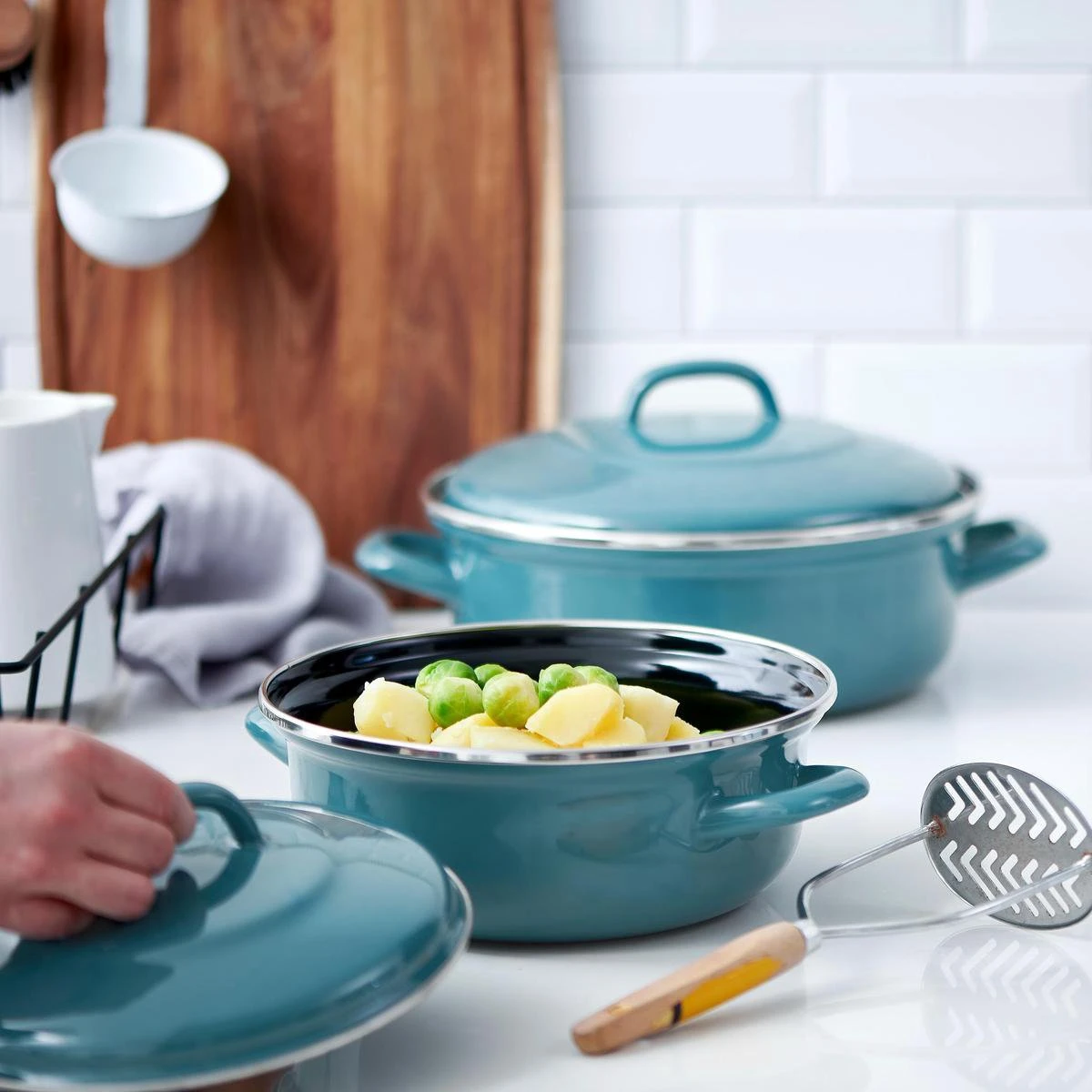 BK Fortalit Braadpan Ø 24 Cm - Blauw - Emaille - Inductie - Afbeelding 4