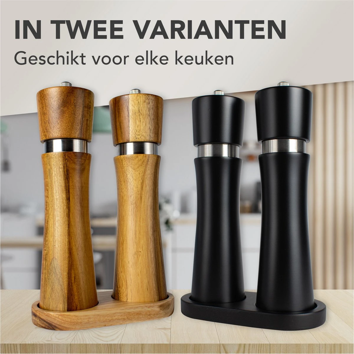 Nimma® Peper En Zoutmolen Set - Incl Navul Lepel - Verstelbare Maalgraad - Acacia Hout - Afbeelding 7