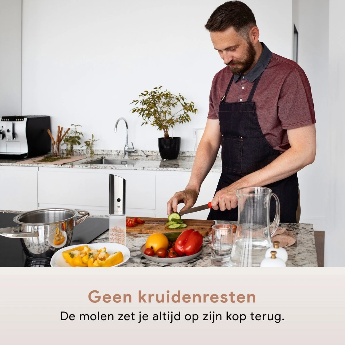 DODANA Premium Peper - & Zoutmolen Elektrisch - 1 Stuk - Pepermolen - Zoutmolen - Oplaadbaar - USB - Elektrische Pepermolen - RVS - Zwaartekracht Functie - LED Lamp - Nl Handleiding - Incl Borsteltje - Afbeelding 6