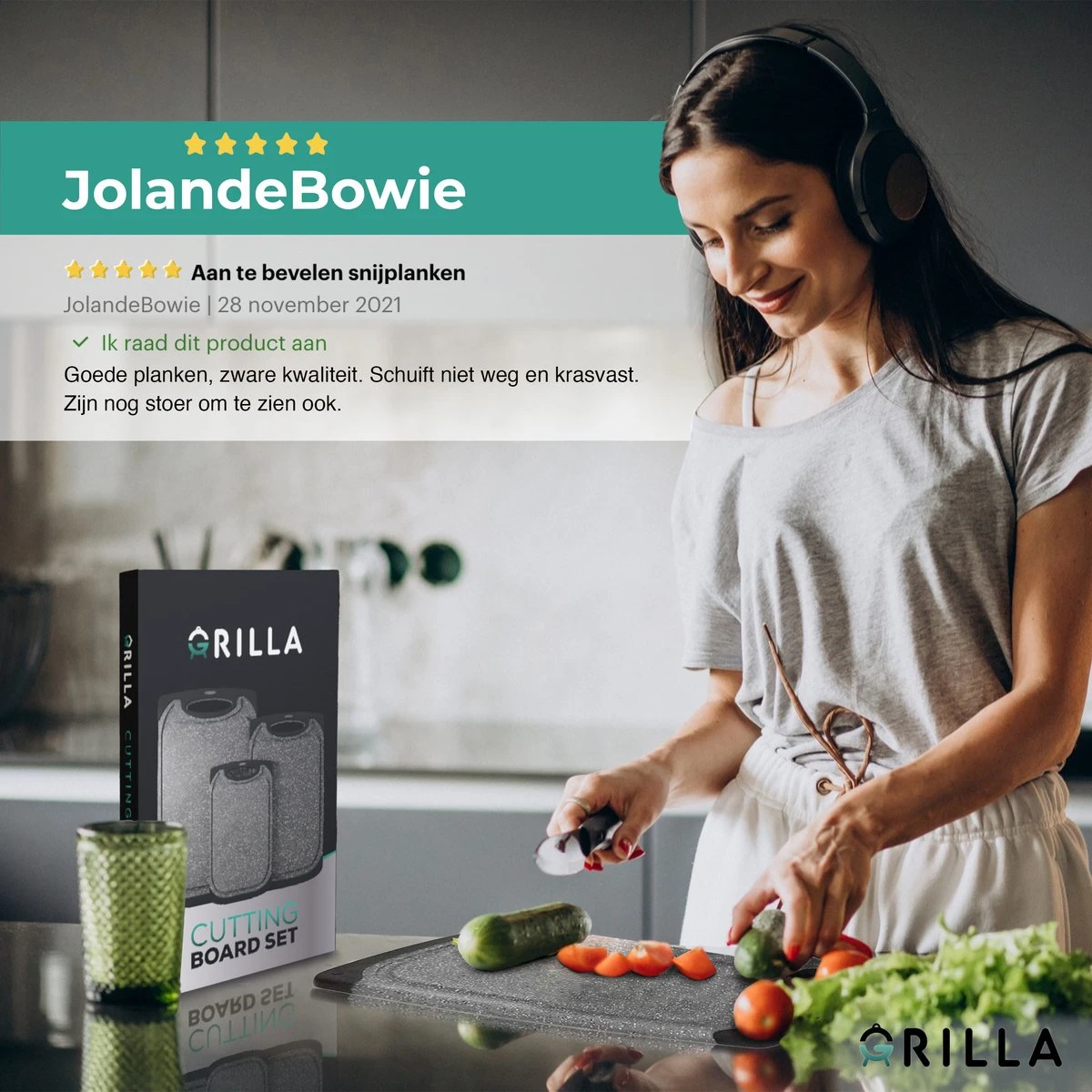 Grilla Snijplankenset - 3 Stuks - Marmer Look - Snijplank Set Kunststof - Afbeelding 8