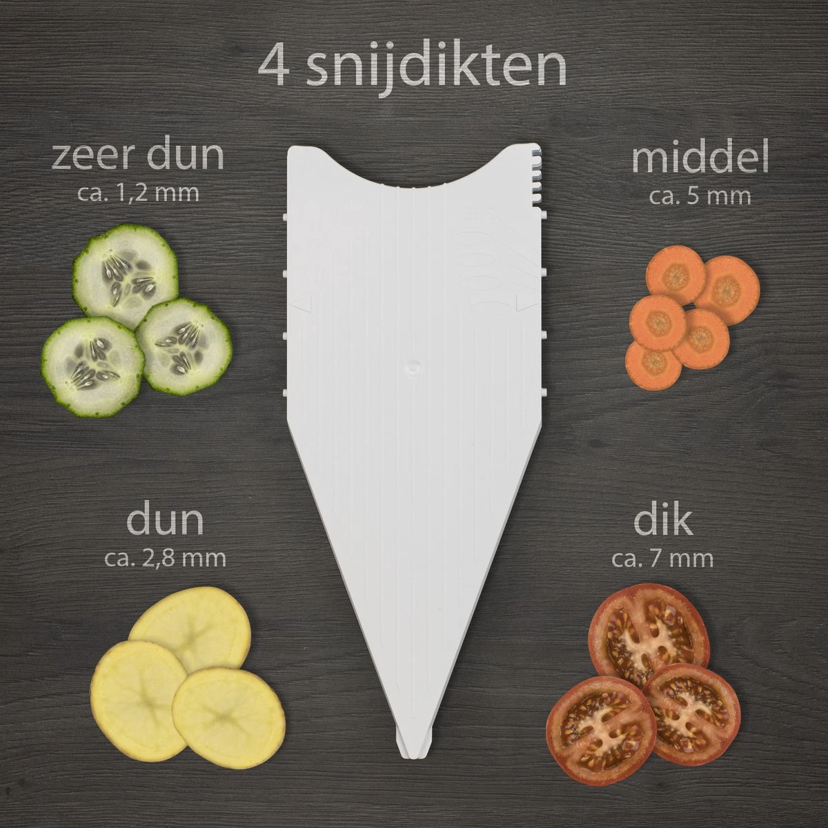 Börner Mandoline V5 PowerLine - Inclusief Opbergbox - Geleverd In Mooie Doos - 6-delige Set - 7 Snijdiktes - Geschikt Als Frietsnijder - BPA-vrij En Roestvrij - Grijs - Afbeelding 2
