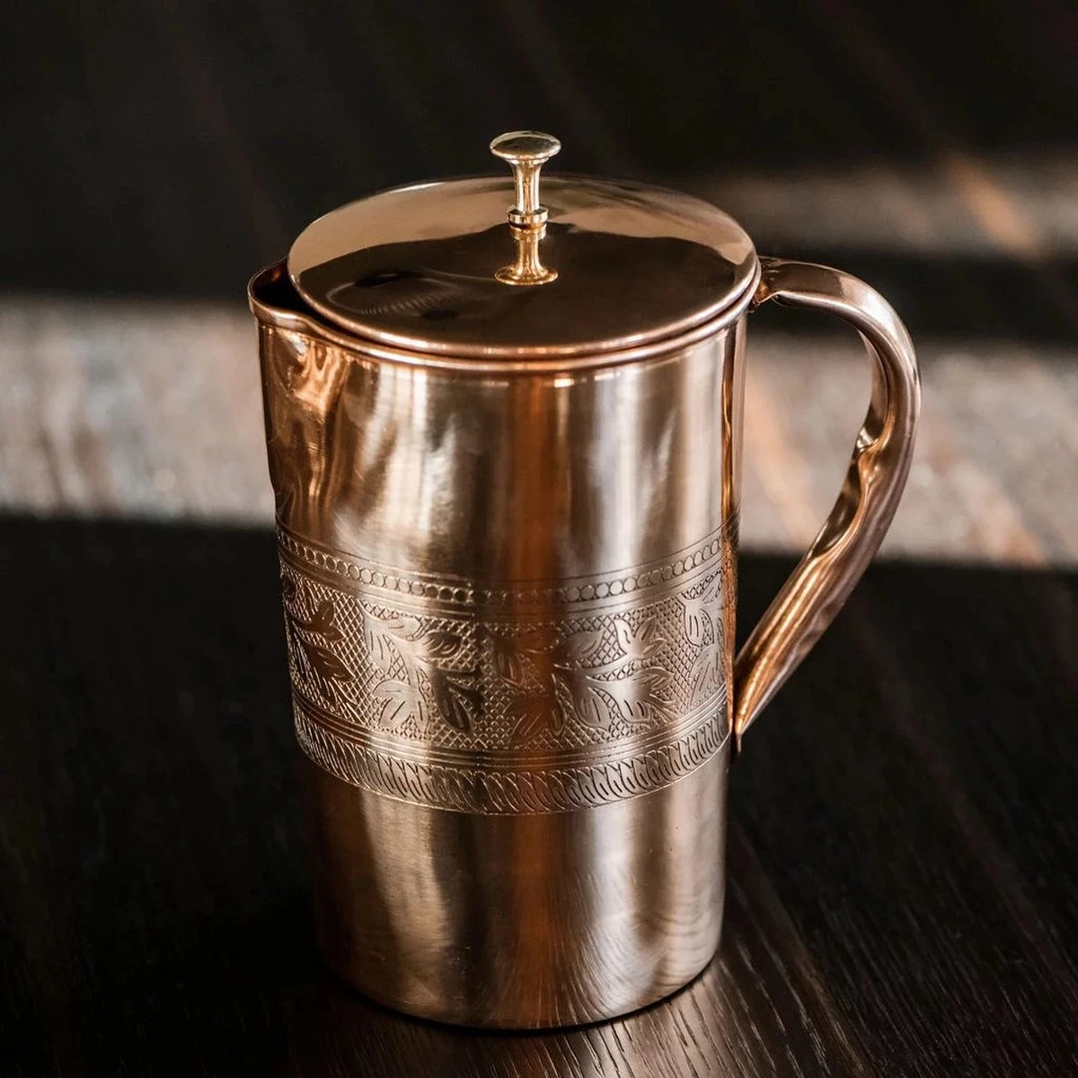 Puur Koperen Kan Bloempatroon - 1,5 Liter - Afbeelding 6