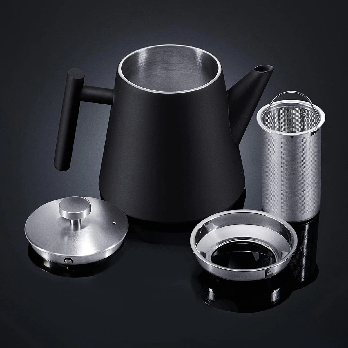 Silberthal - Theepot Met Filter - 1 L - RVS Dubbelwandig - Zwart - Cadeau - Afbeelding 7