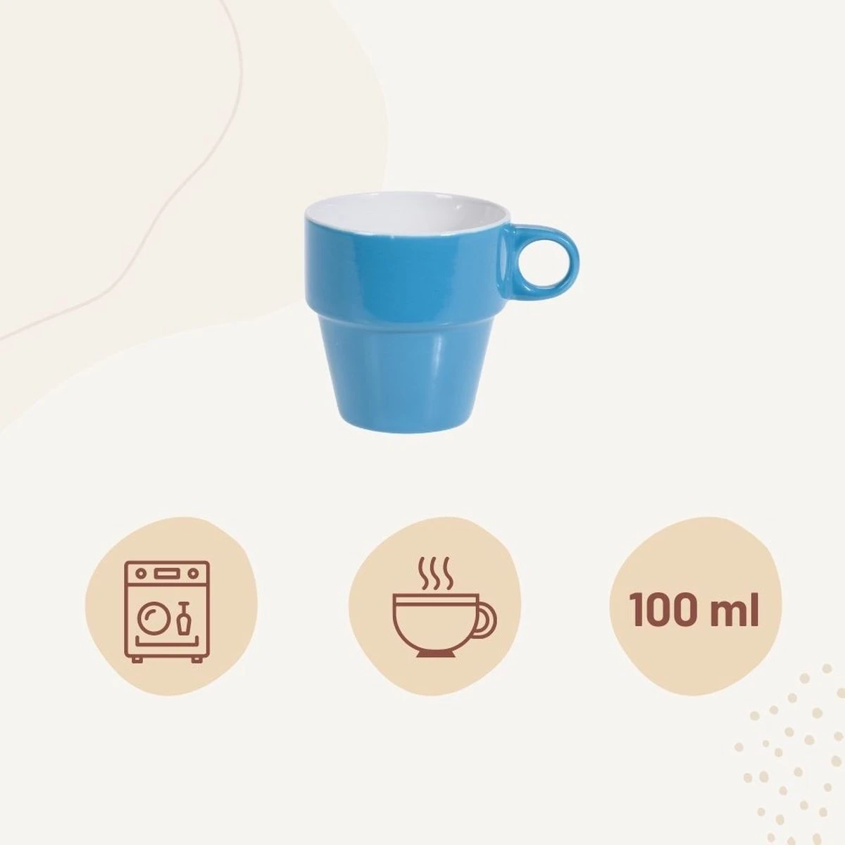 Orange85 Koffiekopjes - Met Houder - Set Van 6 - Gekleurd - 300 Ml - Keramiek - Afbeelding 5