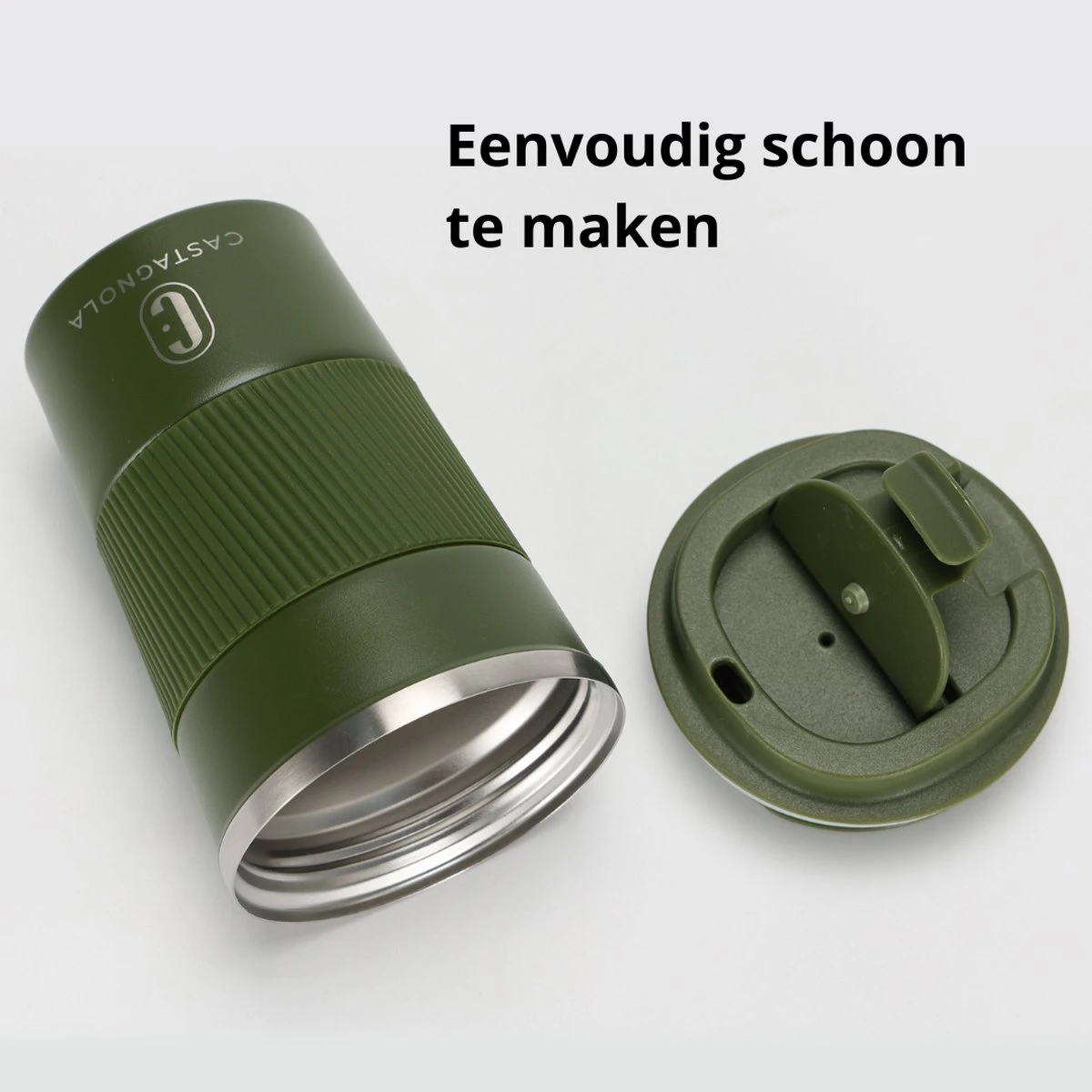 Castagnola Design RVS Koffiebeker To Go - Groen - 380ml - Thermosbeker - Theebeker - Afbeelding 8