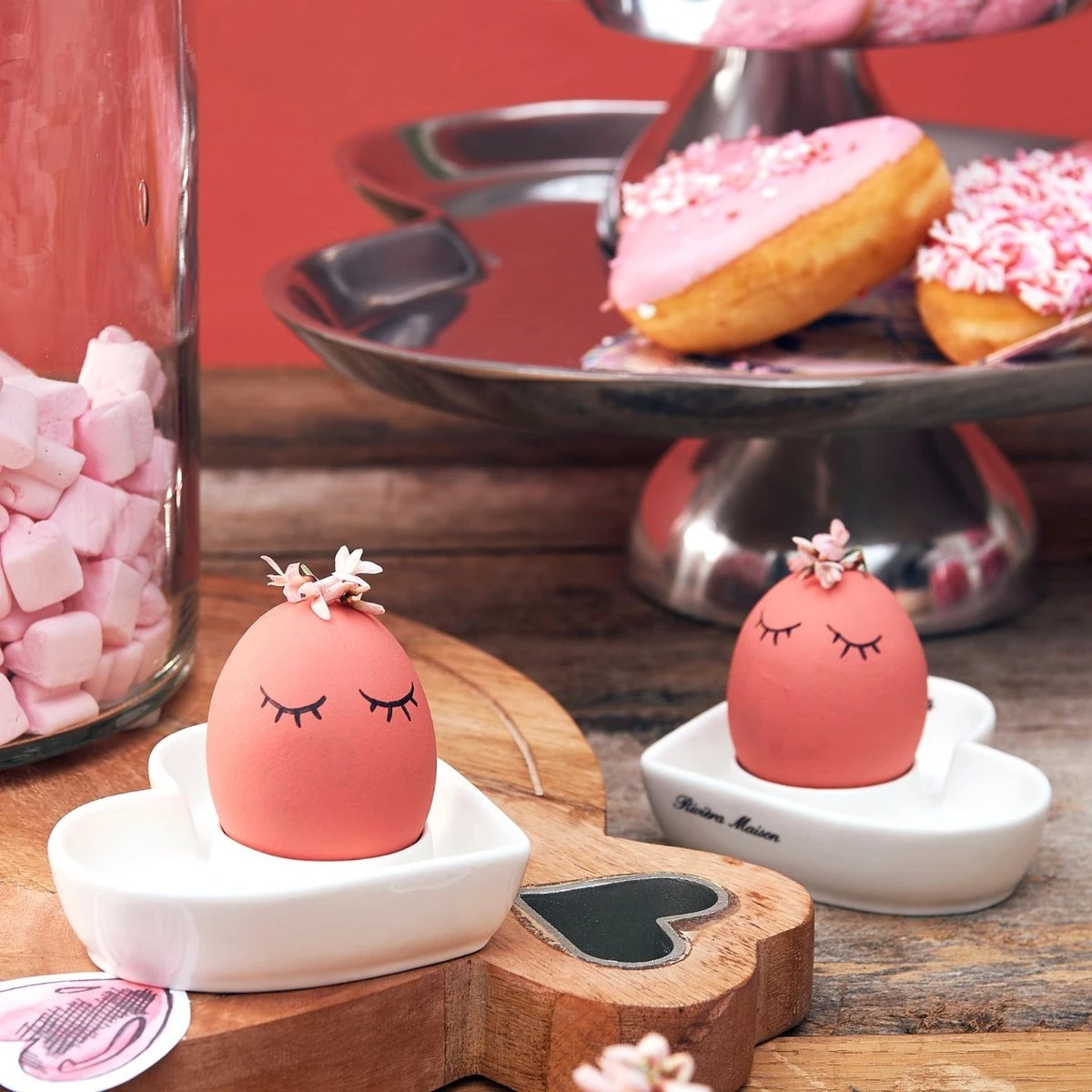 Riviera Maison Eierdop Set Van 2 - The Perfect Heart Egg Cup - Porselein - Afbeelding 2