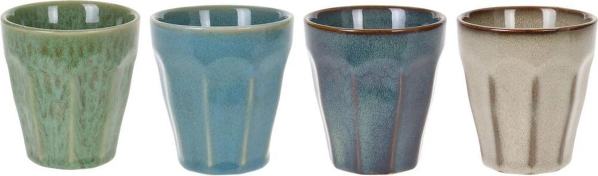 Cappuccino Kopjes - 4 Stuks - In Mooie Blauwe En Groene Kleuren