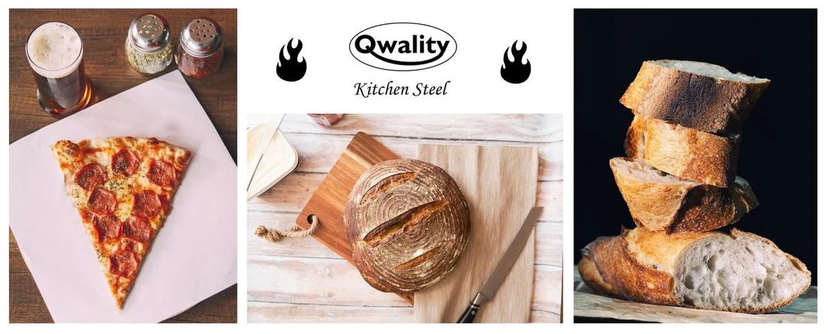 Pizzasteen Van Staal – Pizza Steen - Pizza En Brood Bakken - 40 X 30 X 0,6 Cm - Cadeau Voor Man - Kitchen Steel By Qwality - Afbeelding 2