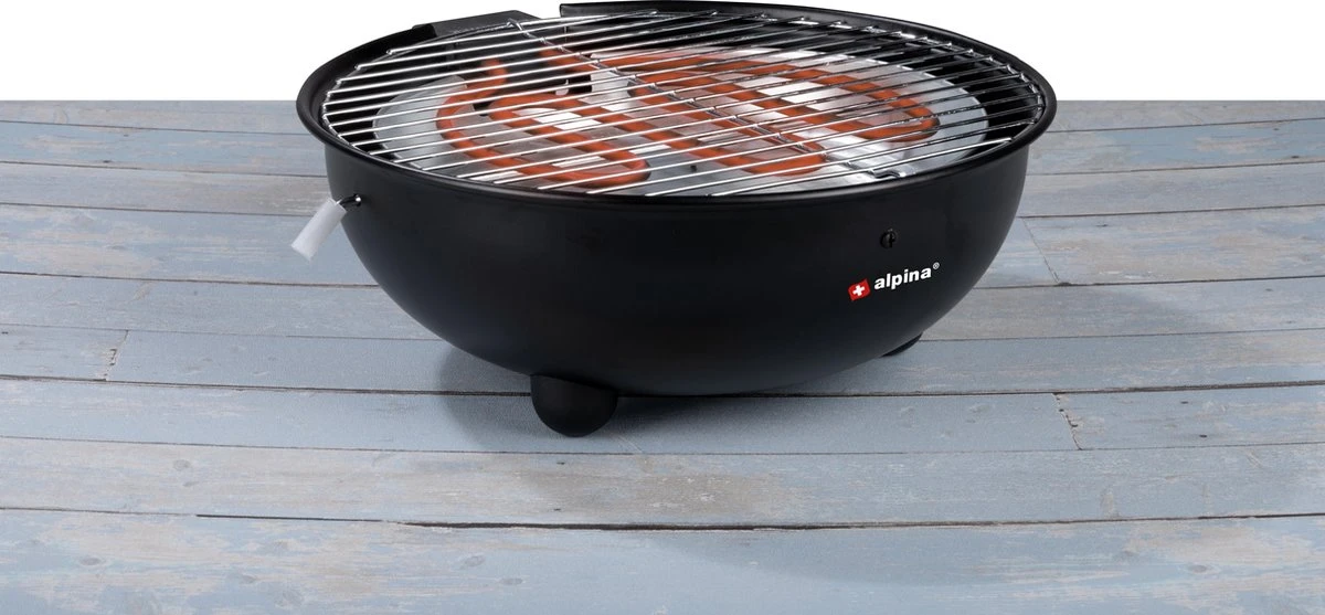 Alpina Elektrische BBQ - Tafel-Barbecue - Geen Rook - Binnen Barbecueën - 1250W - Ø 30 Cm - Zwart - Afbeelding 8