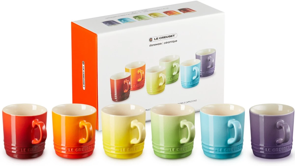 Le Creuset Set Van 6 Koffiebekers 200 Ml Regenboog Kleuren