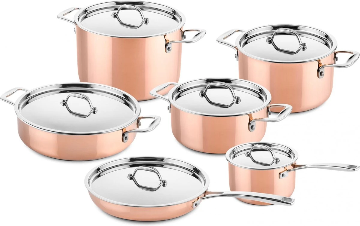 Pannenset – 6 Delig – Inductie – Koper DUCQ