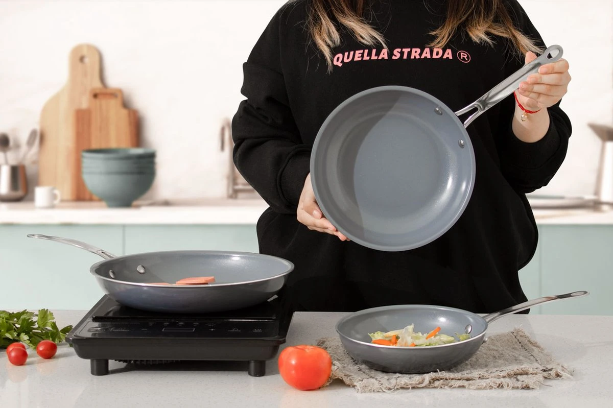 Swiss Pro+ - Koekenpannenset - 3 Delig - Keramisch - Inductie - Milieuvriendelijk - PFAS - PFOA Vrij - Sapphire Green - Afbeelding 12