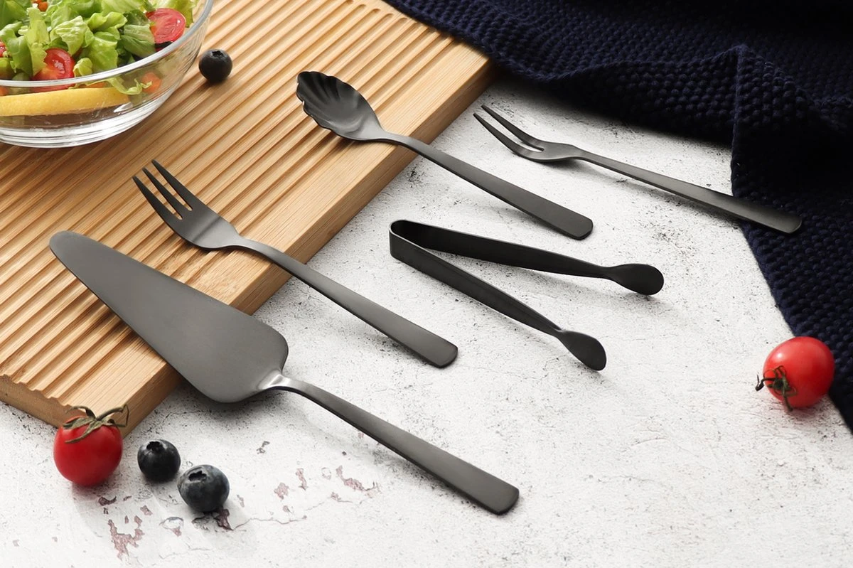 Swiss Pro+ Bestekset In Koffer-72 Delig-12 Persoons-Zwitsers Kwaliteit-Complete Set-100% Roestvrijstaal- Zwart - Afbeelding 8