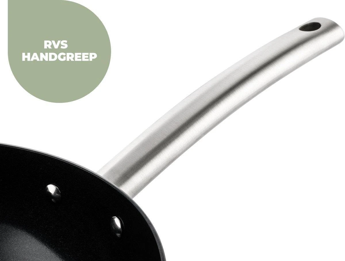 ISENVI Murray Keramische Wokpan Met Deksel 36 CM - RVS Greep - Afbeelding 6