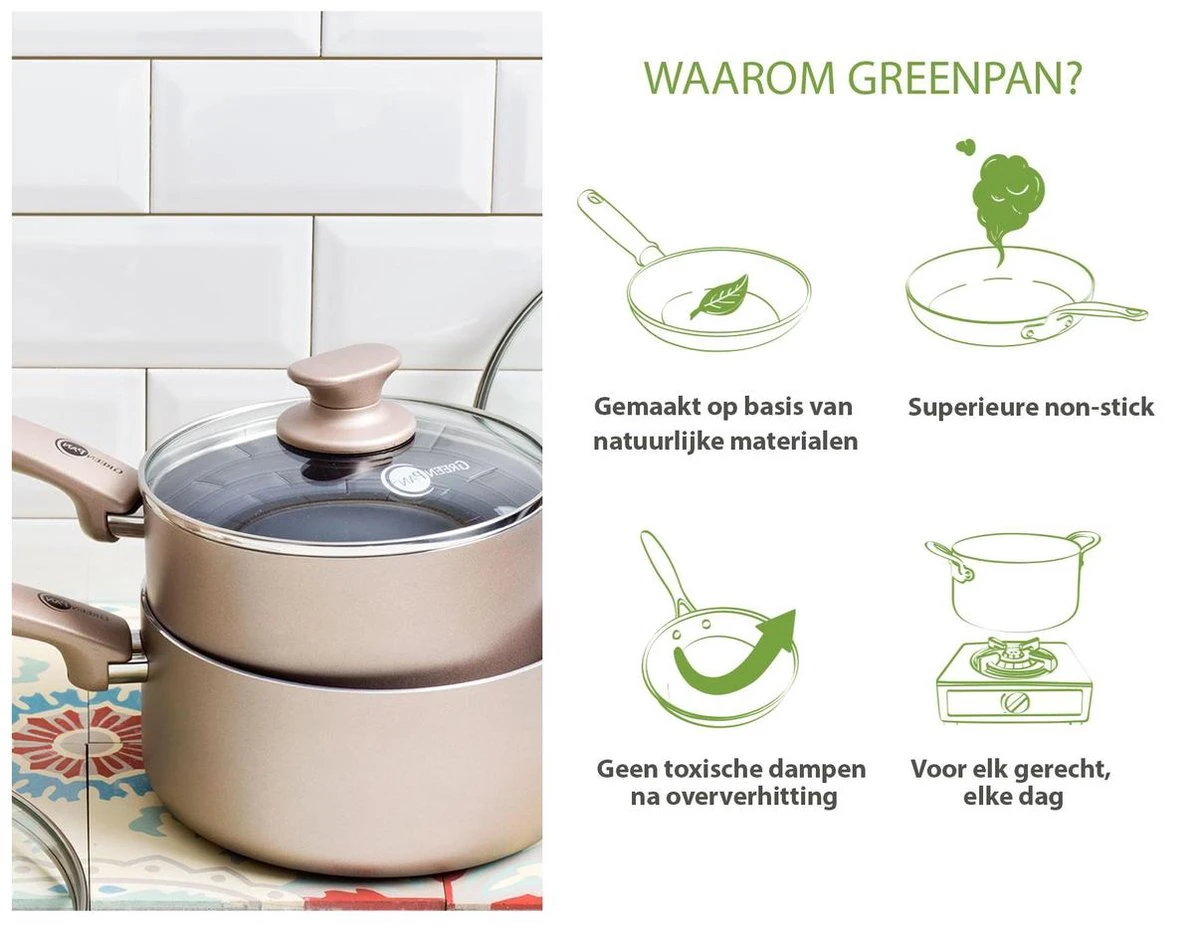 GreenPan Cambridge Hapjespan Met Deksel 28cm - Brons - Inductie - PFAS-vrij - Afbeelding 6