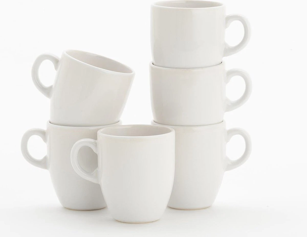 Lite-Body Hermes Koffie Beker - 200 Ml - Set Van 6 - Wit