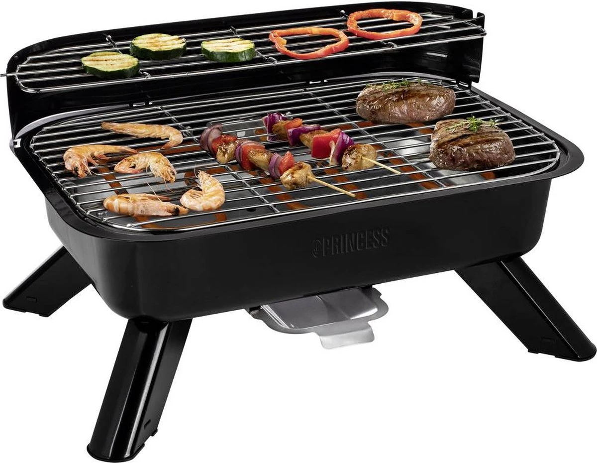 Princess 112252 Hybride Barbecue – Elektrische BBQ - Tafelmodel - 2000W - 44x 29cm - Gebruik Elektrisch Of Met Kolen - Afbeelding 2