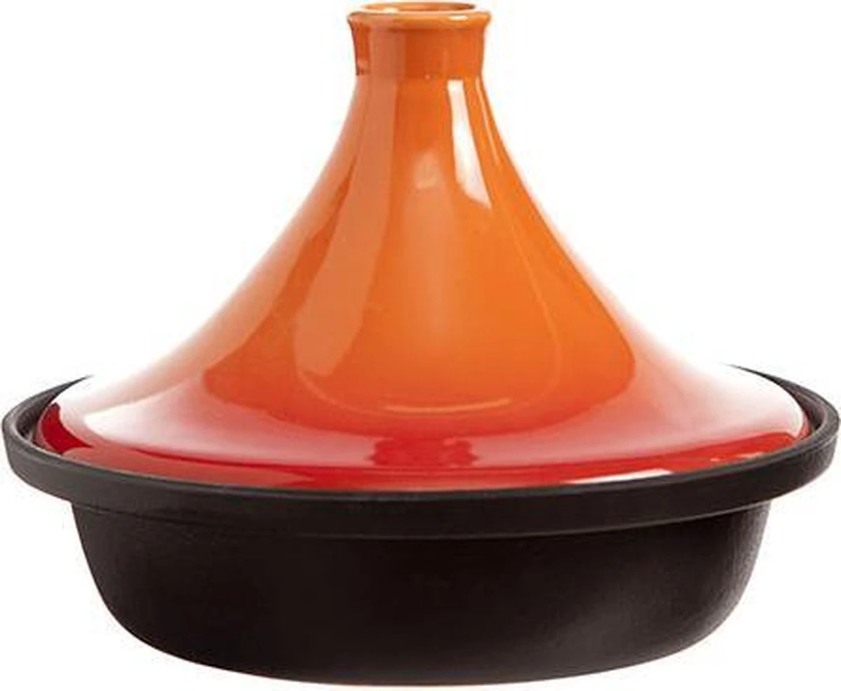 Cosy & Trendy Tajine Zwart / Oranje - Gietijzeren Schaal - Ø25cm - Geschikt Voor Inductie - Afbeelding 2
