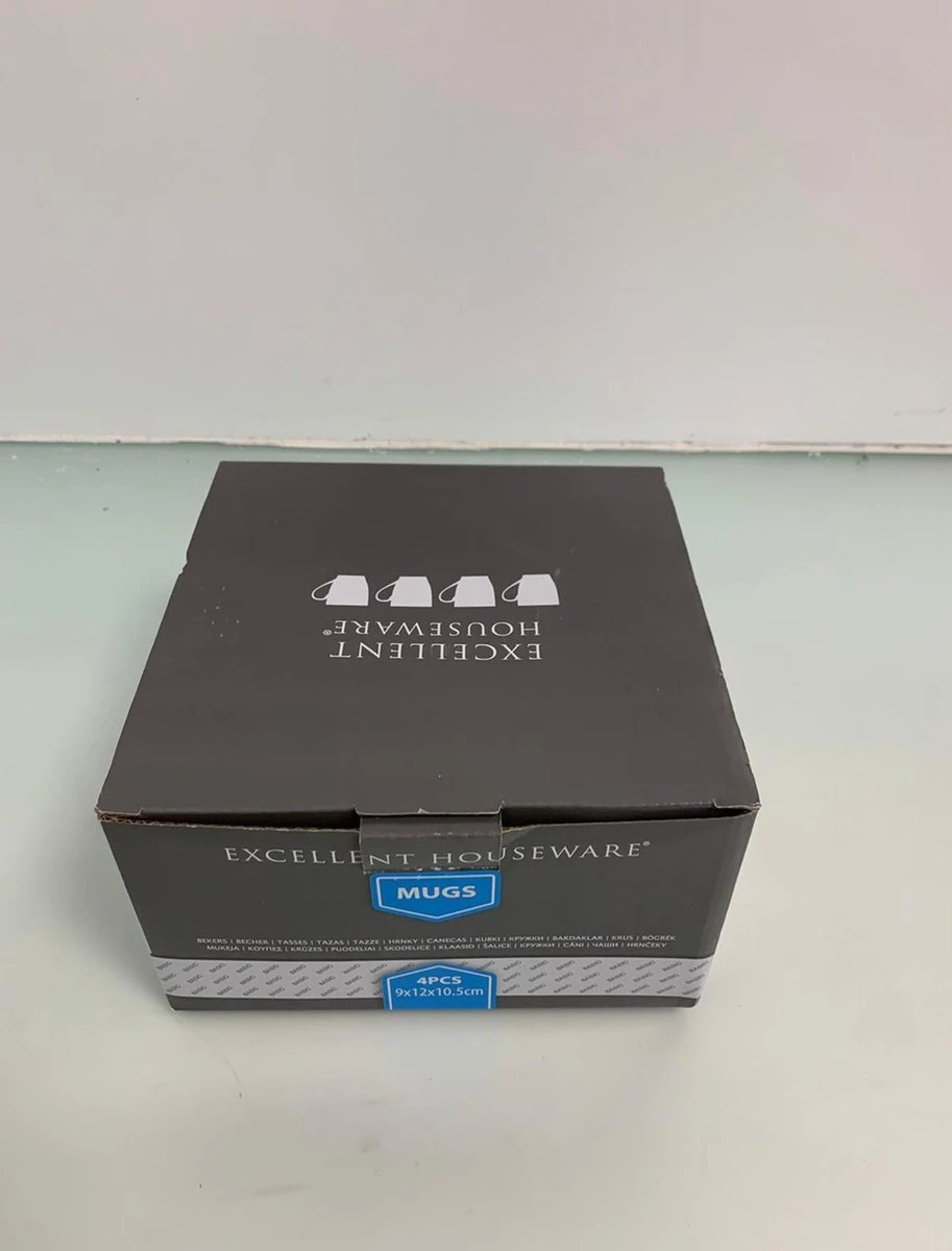 Excellent Houseware Set Van 4x Stuks Bekers/mokken Wit 380 Ml Van Porselein - Melkbekers - Afbeelding 3