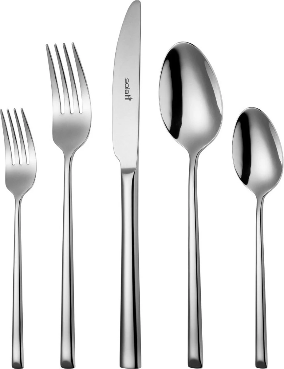 Sola Bestekset Luxor - Modern - 8 Persoons - 70 Delig - Zilverwit Edelstaal 18/10 - RVS - Zilver