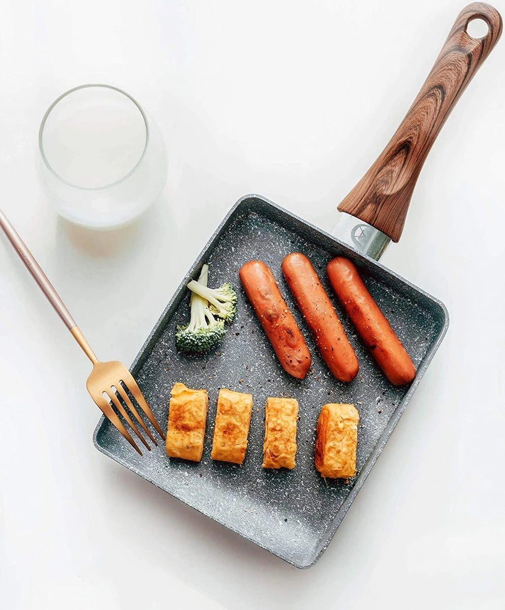 Zaigon All In 1 Pan - Inductie + Vaatwasmachinebestendig - Kleine Pan - Omeletpan - Tamagoyaki Pan - Tamago Pan - Vierkante Pan - Sushi Pan - Vierkante Pan - Afbeelding 4